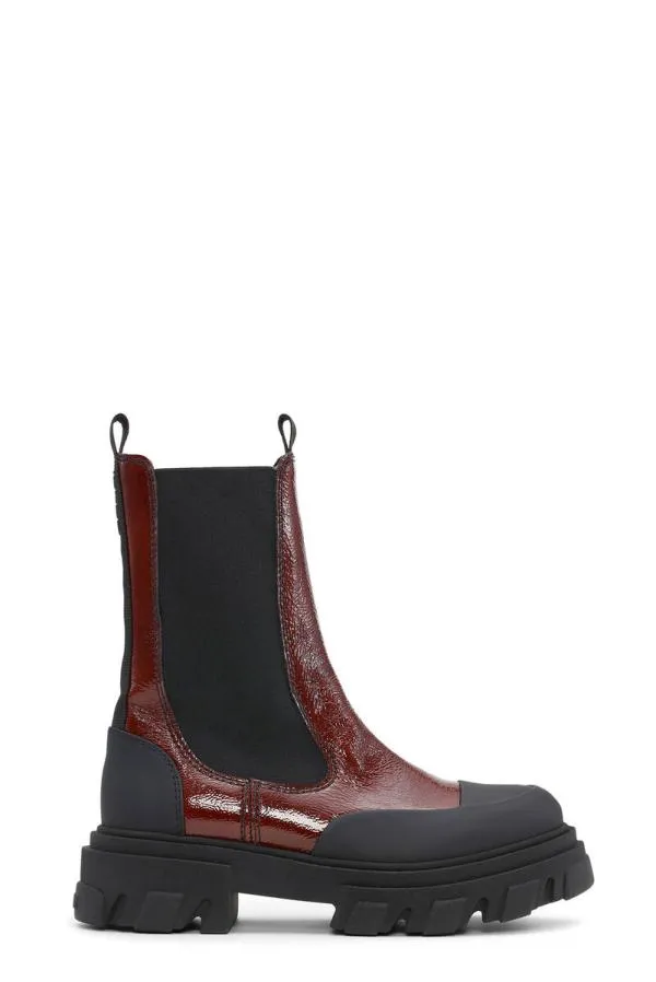 AccessoriesShoes GANNI Boots Cleated Mid Chelsea Boots Cognac