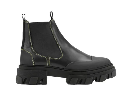 AccessoriesShoes GANNI Boots Yellow Stitching Chelsea Boots Black