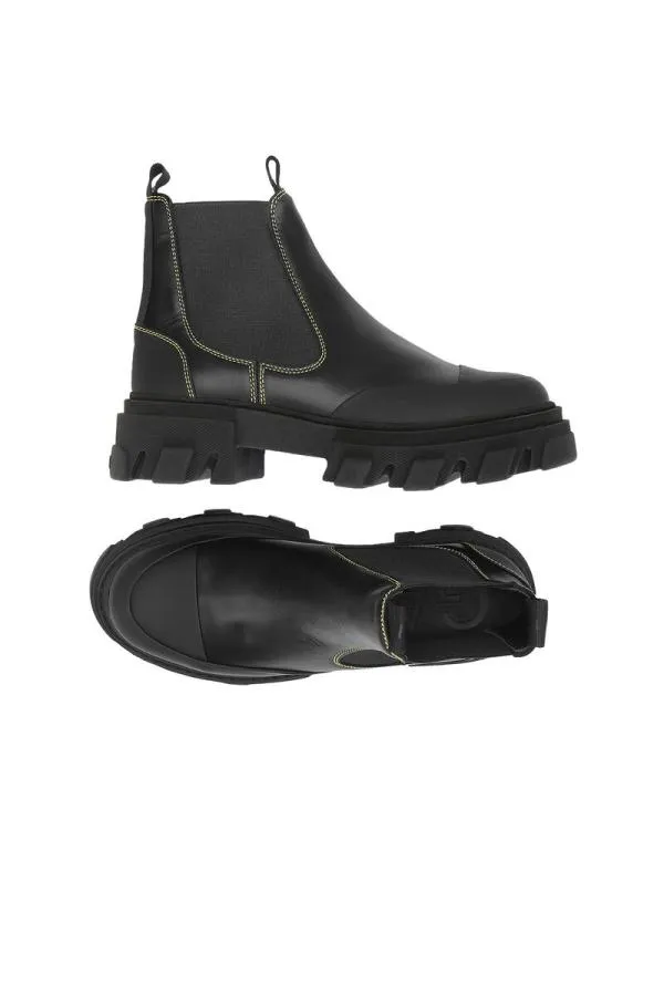 AccessoriesShoes GANNI Boots Yellow Stitching Chelsea Boots Black AccessoriesShoes GANNI Boots Yellow Stitching Chelsea Boots Black