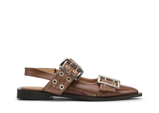 AccessoriesShoes GANNI Buckle Shoes Brown Chunky Buckle Ballerinas Fossil