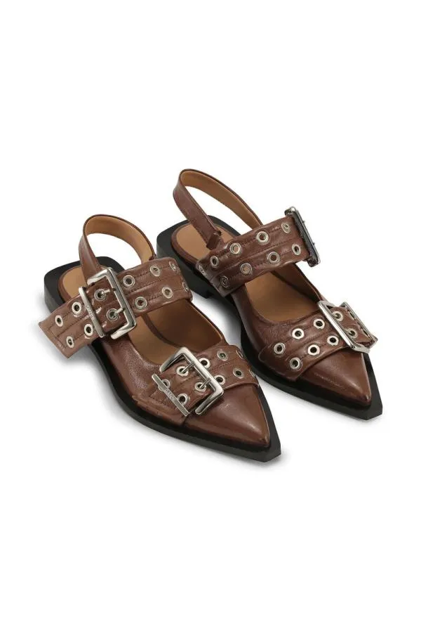AccessoriesShoes GANNI Buckle Shoes Brown Chunky Buckle Ballerinas Fossil
