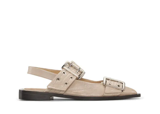 AccessoriesShoes GANNI Buckle Shoes Grey Feminine Buckle Ballerinas Taos Taupe