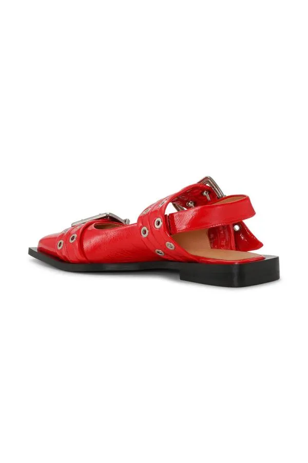 AccessoriesShoes GANNI Buckle Shoes Red Wide Welt Buckle Ballerinas Racing Red AccessoriesShoes GANNI Buckle Shoes Red Wide Welt Buckle Ballerinas Racing Red