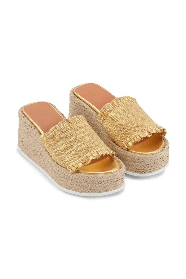 AccessoriesShoes GANNI Sandals Gold Smock Espadrille Wedge Sandals Gold AccessoriesShoes GANNI Sandals Gold Smock Espadrille Wedge Sandals Gold