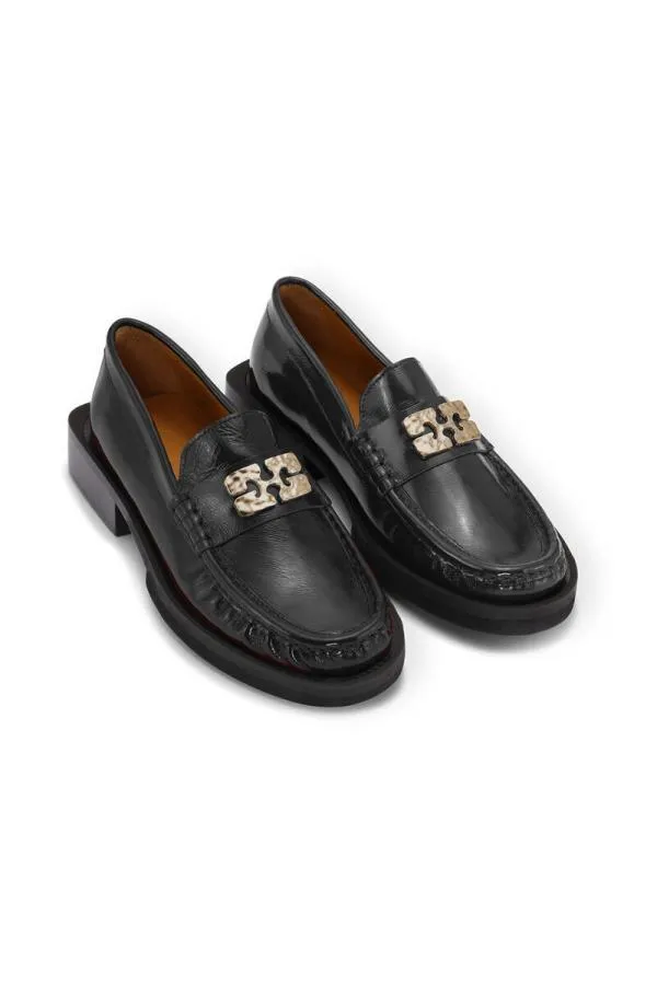 AccessoriesShoes GANNI Shoes Black Butterfly Logo Loafers Black