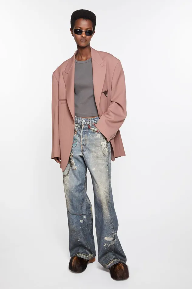 Acne Studios Baggy Fit Jeans 8211 1981F Mid Blue Women Trousers