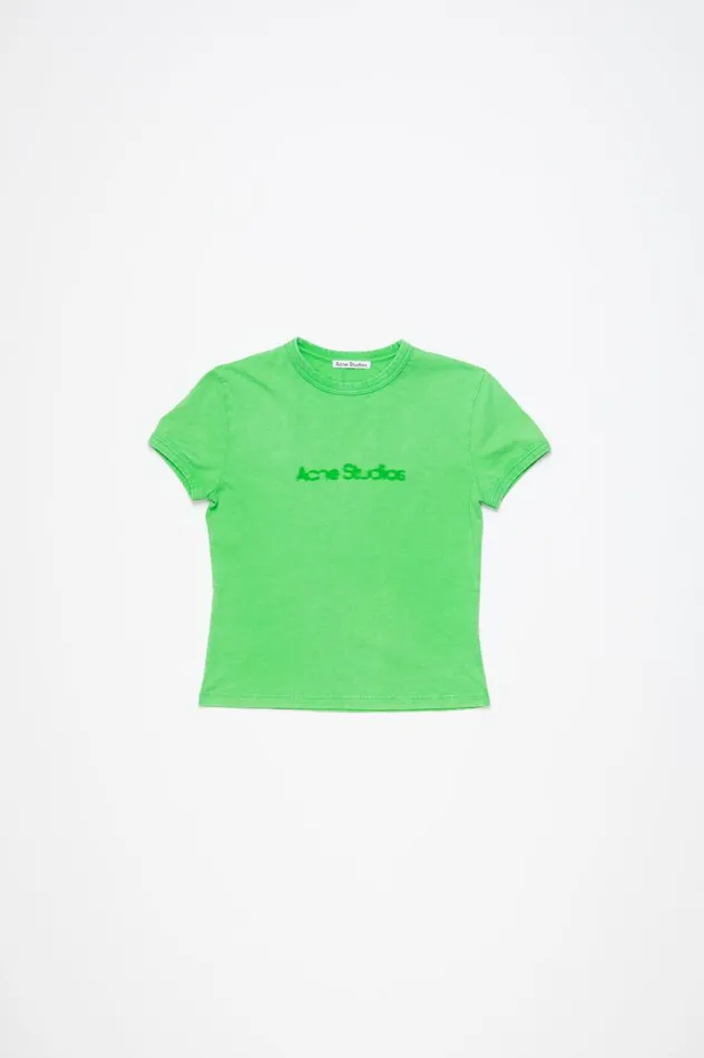 Acne Studios Blurred Logo Tshirt 8211 Fitted Unisex Fit Bright Green Men Tshirts