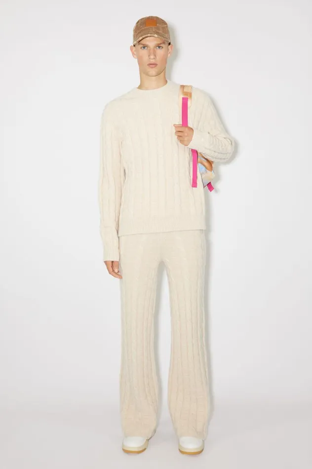 Acne Studios Cable Wool Trousers Oatmeal Melange Men Trousers