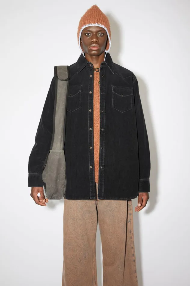 Acne Studios Corduroy Buttonup Shirt Black Men Shirts
