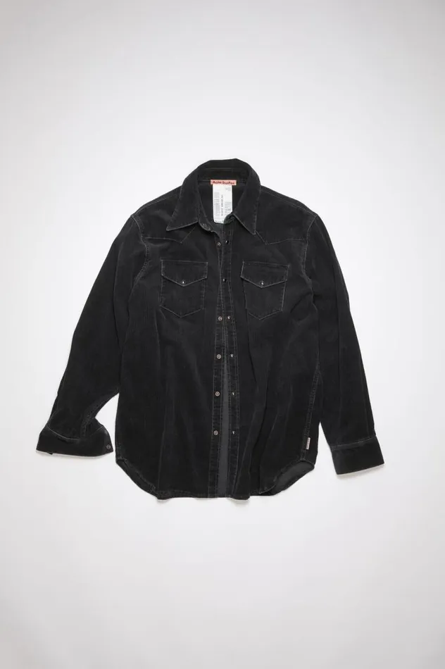 Acne Studios Corduroy Buttonup Shirt Black Men Shirts