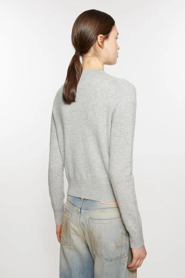 Acne Studios Crew Neck Cardigan Light Grey Melange Women Knitwear