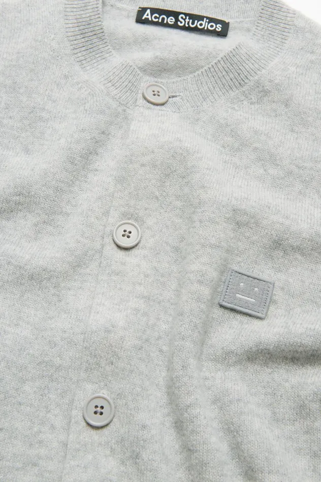 Acne Studios Crew Neck Cardigan Light Grey Melange Women Knitwear