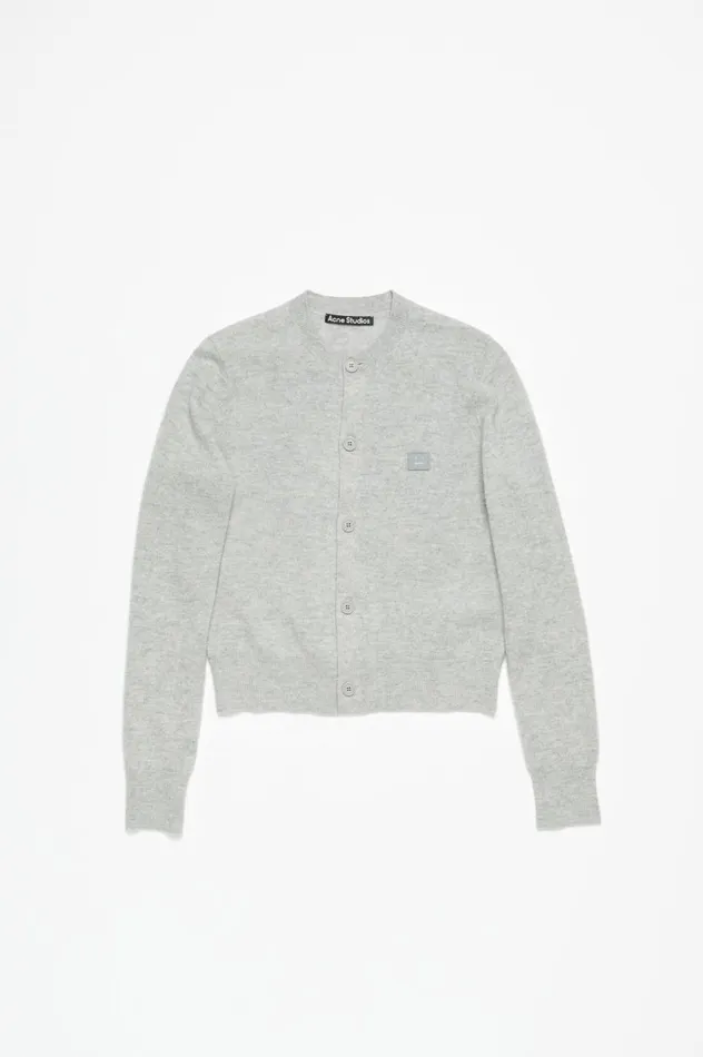 Acne Studios Crew Neck Cardigan Light Grey Melange Women Knitwear