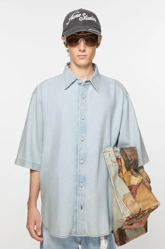 Acne Studios Denim Buttonup Shirt 8211 Relaxed Fit Indigo Blue Men Shirts