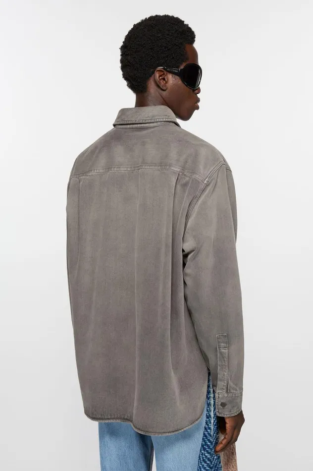 Acne Studios Denim Shirt 8211 Loose Fit Anthracite Grey Women Shirts and Blouses