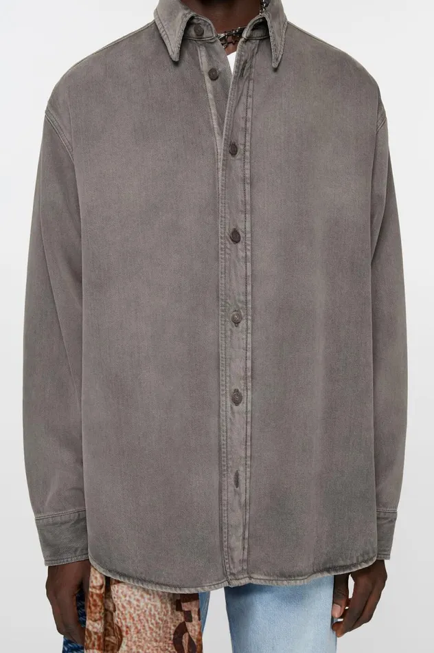 Acne Studios Denim Shirt 8211 Loose Fit Anthracite Grey Women Shirts and Blouses