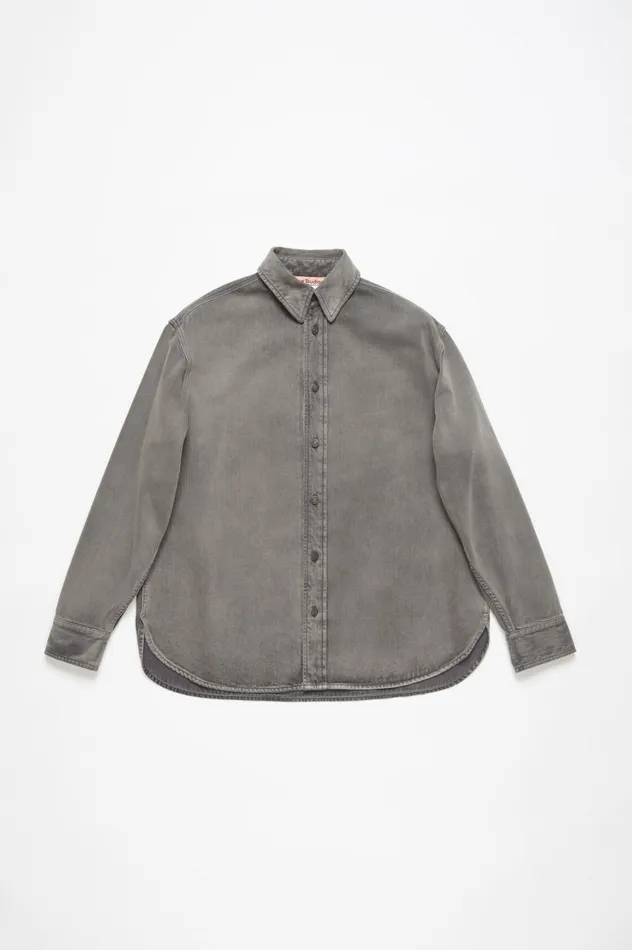 Acne Studios Denim Shirt 8211 Loose Fit Anthracite Grey Women Shirts and Blouses