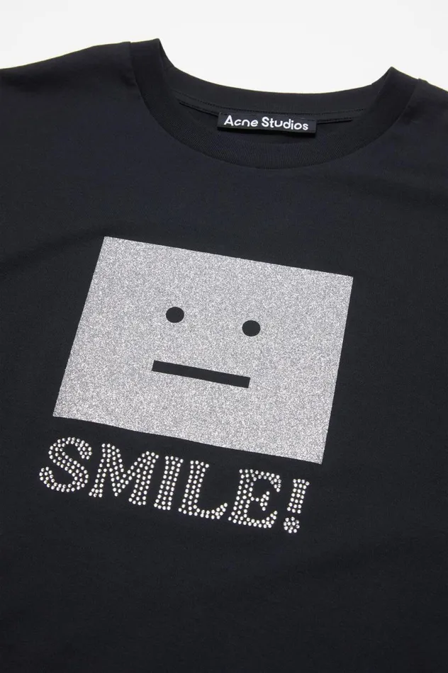 Acne Studios Face Logo Tshirt 8211 Relaxed Fit Black Men Tshirts
