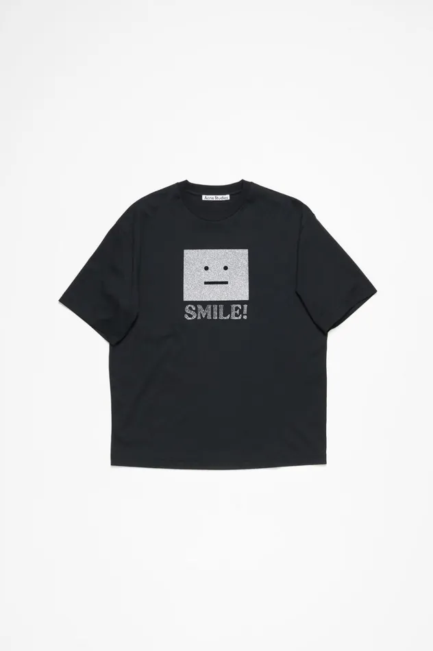 Acne Studios Face Logo Tshirt 8211 Relaxed Fit Black Men Tshirts