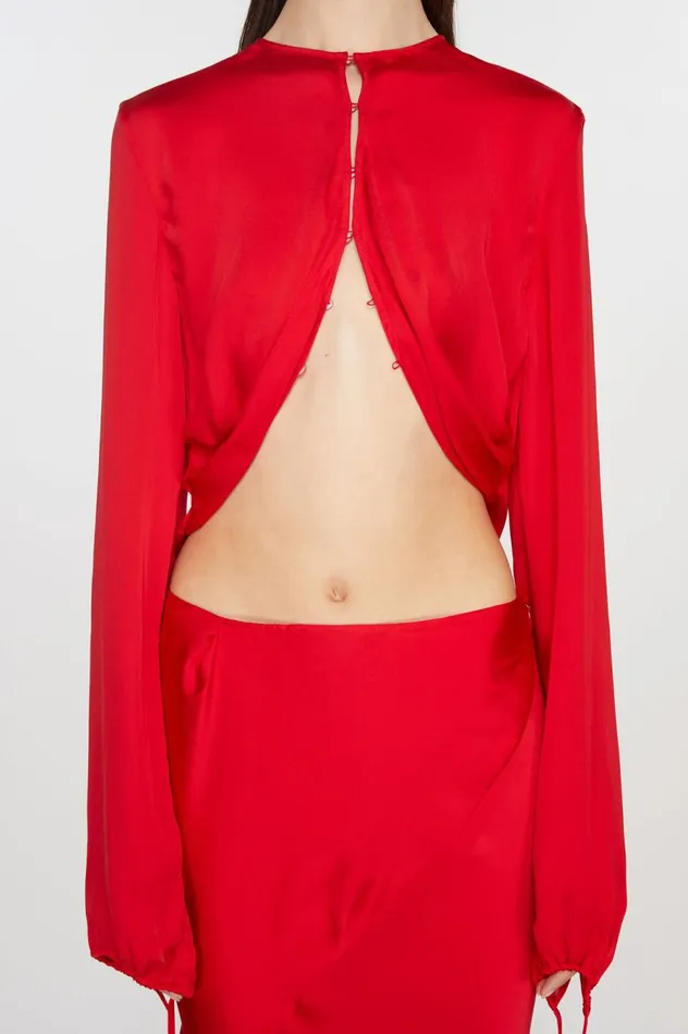 Acne Studios Fluid Silk Blouse Bright Red Women Shirts and Blouses