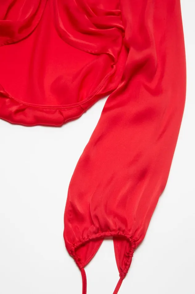 Acne Studios Fluid Silk Blouse Bright Red Women Shirts and Blouses