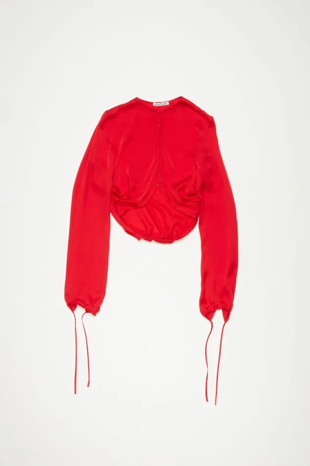 Acne Studios Fluid Silk Blouse Bright Red Women Shirts and Blouses