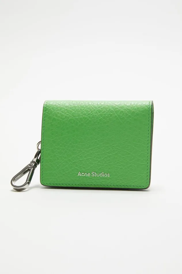 Acne Studios Folded Leather Wallet Green Women Small Leather Goods