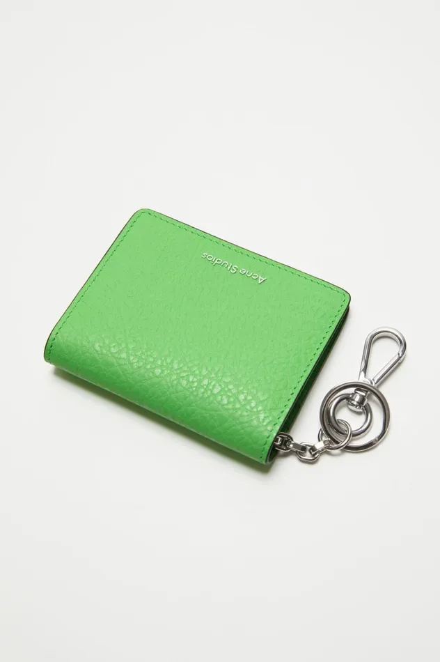 Acne Studios Folded Leather Wallet Green Women Small Leather Goods