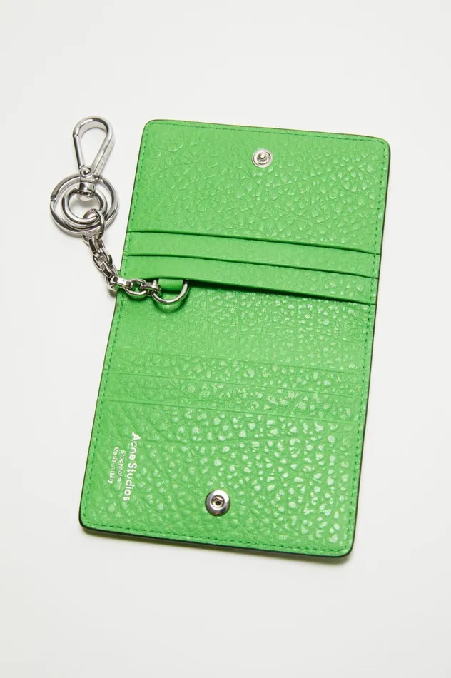 Acne Studios Folded Leather Wallet Green Women Small Leather Goods