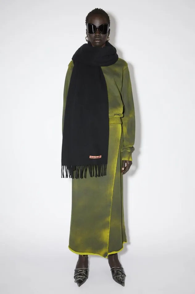 Acne Studios Fringe Wool Scarf 8211 Oversized Black Women Scarves