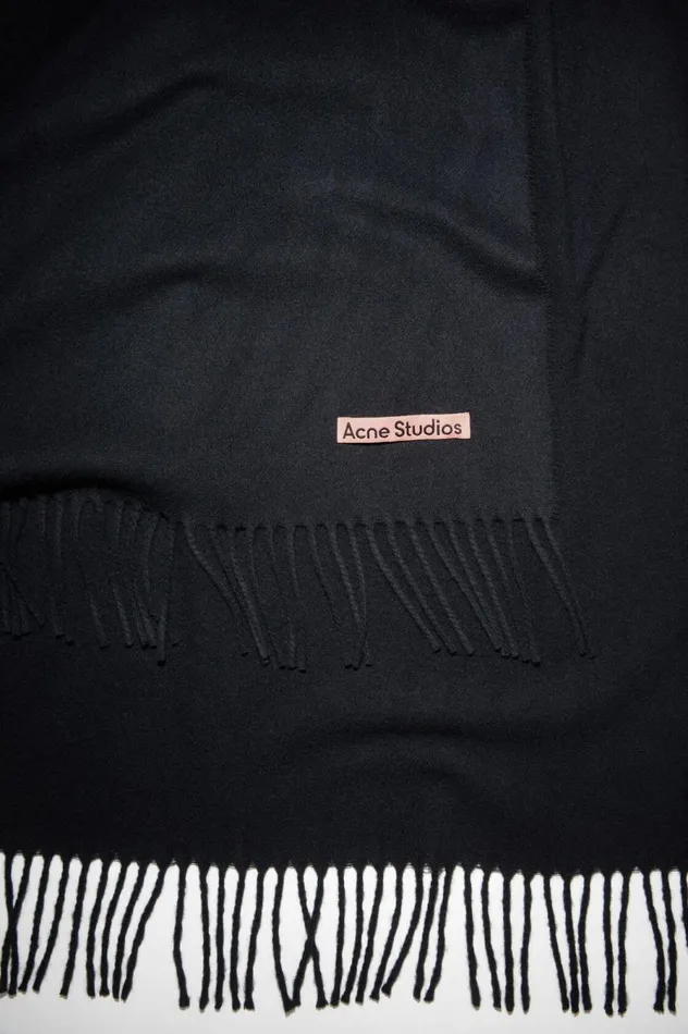 Acne Studios Fringe Wool Scarf 8211 Oversized Black Women Scarves