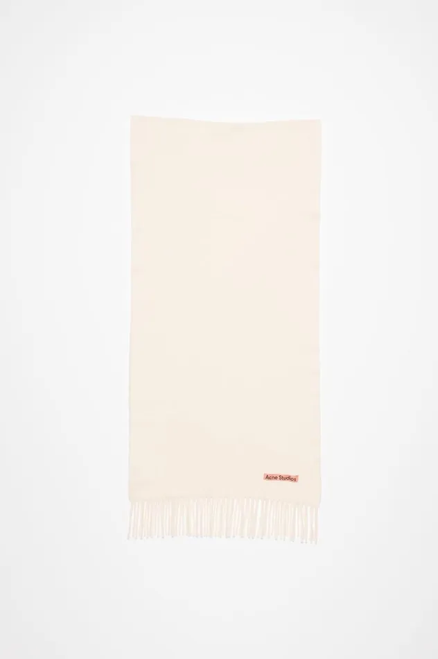 Acne Studios Fringe Wool Scarf Narrow Warm White Men Scarves