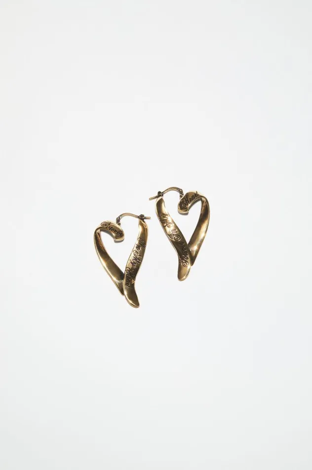 Acne Studios Heart Hoops Antique Gold Women Jewellery