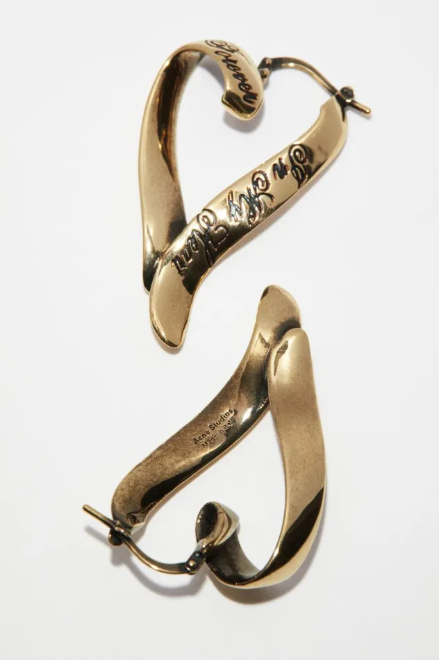 Acne Studios Heart Hoops Antique Gold Women Jewellery