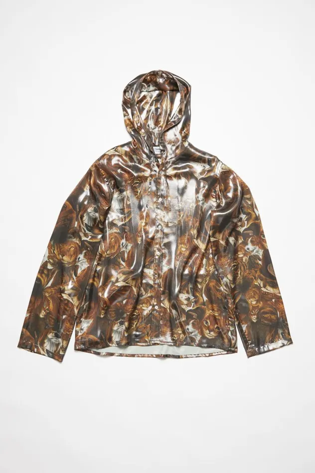 Acne Studios Jacket Foil Print Cacao Brown Multi Men Outerwear