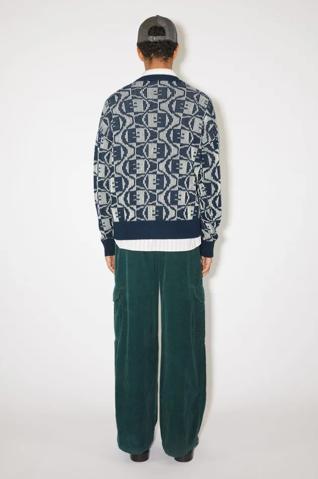 Acne Studios Jacquard Crew Neck Jumper Navyoatmeal Melange Women Knitwear