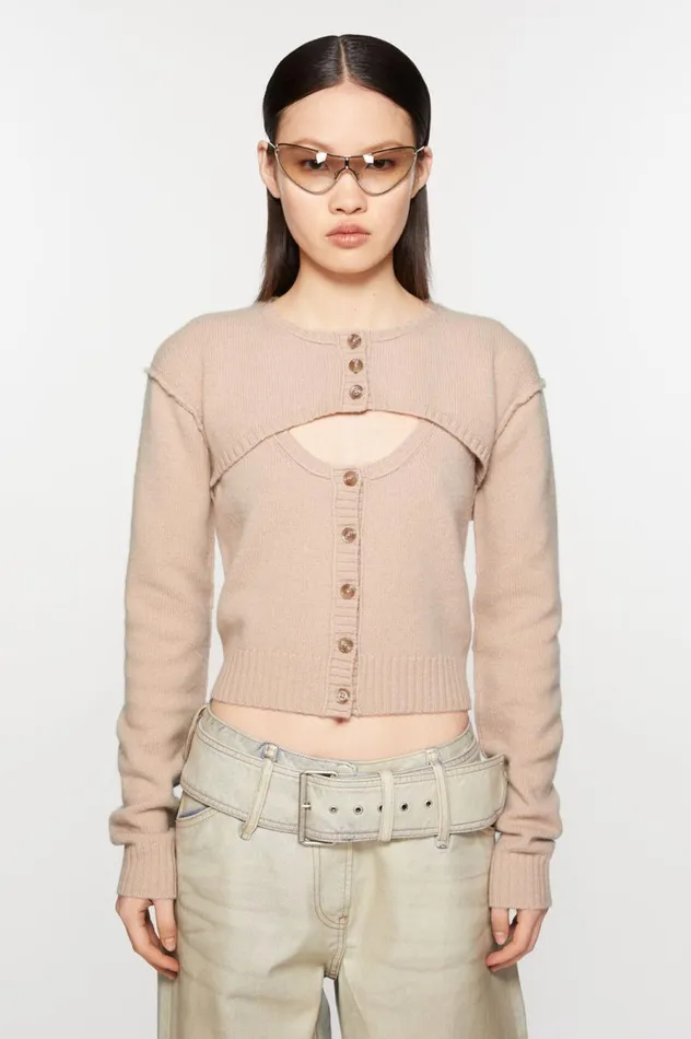 Acne Studios Knit Tank Top Cardigan Set Dusty Pink Women Knitwear