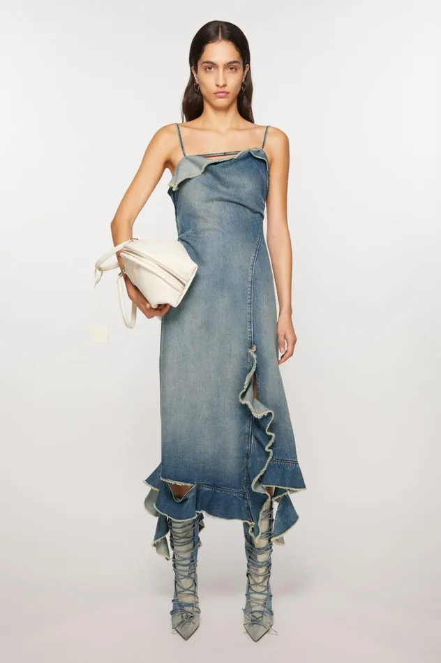 Acne Studios Laceup Heel Boots Dusty Blue Women Shoes