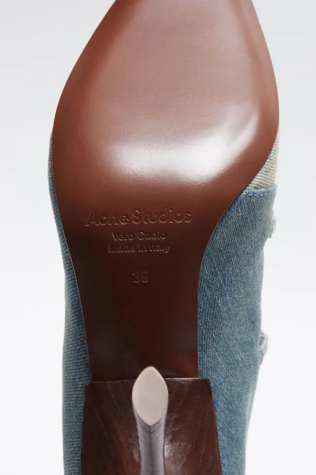 Acne Studios Laceup Heel Boots Dusty Blue Women Shoes