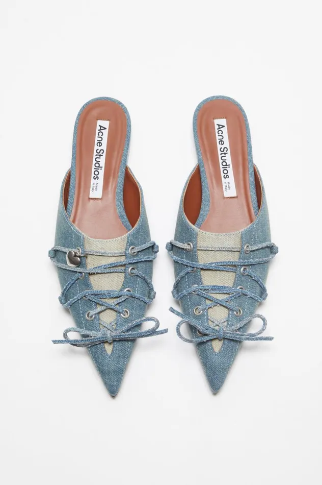 Acne Studios Laceup Mules Dusty Blue Women Shoes