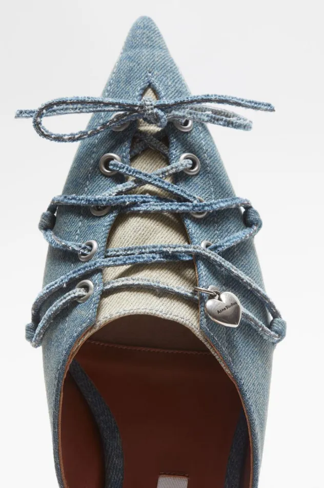 Acne Studios Laceup Mules Dusty Blue Women Shoes