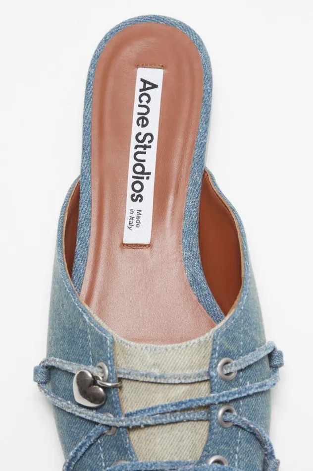 Acne Studios Laceup Mules Dusty Blue Women Shoes