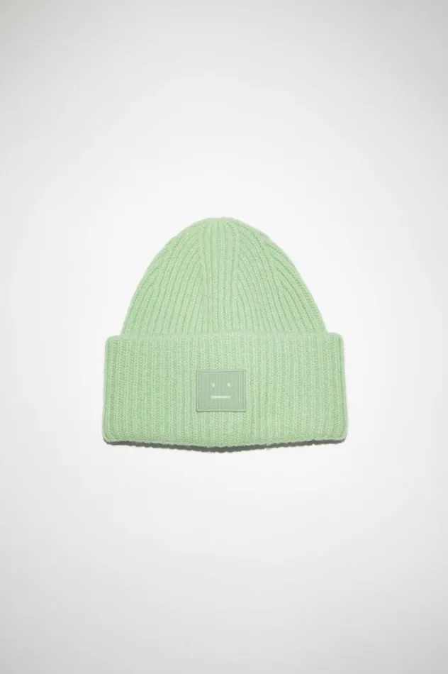 Acne Studios Large Face Logo Beanie Spring Green Women Hats