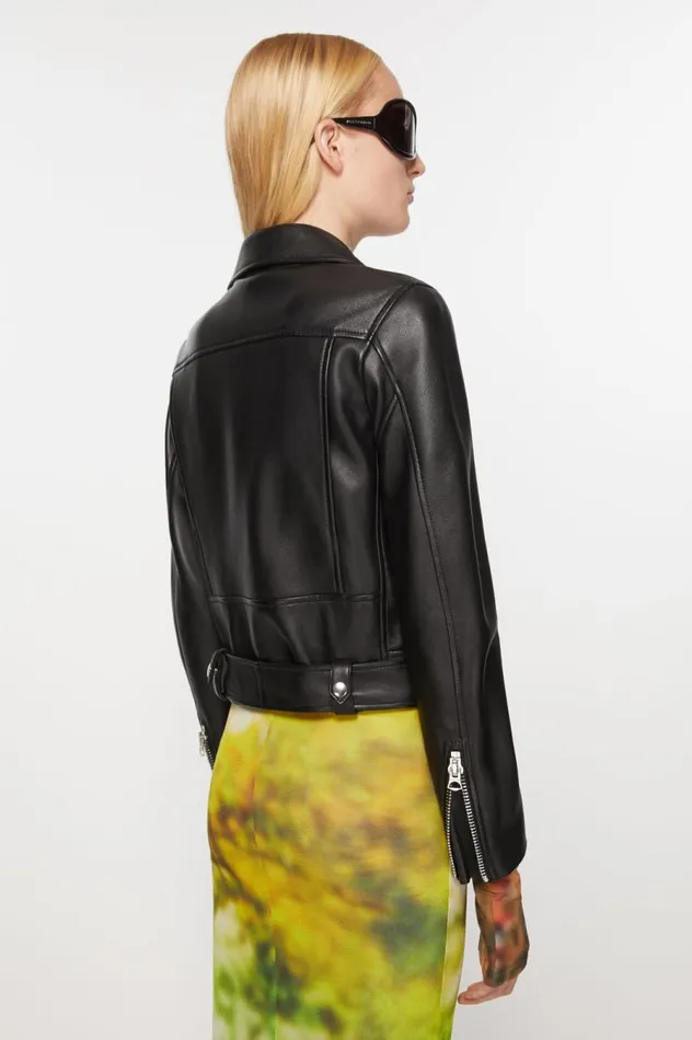 Acne Studios Leather Biker Jacket Black Women Outerwear