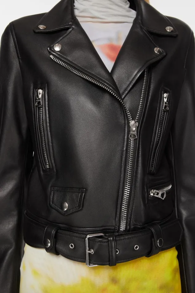 Acne Studios Leather Biker Jacket Black Women Outerwear