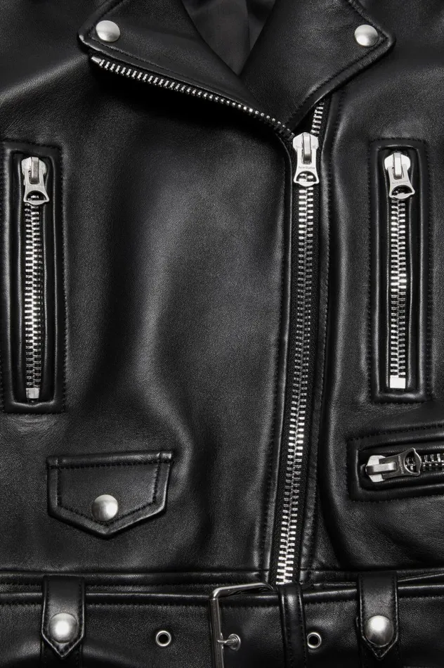 Acne Studios Leather Biker Jacket Black Women Outerwear