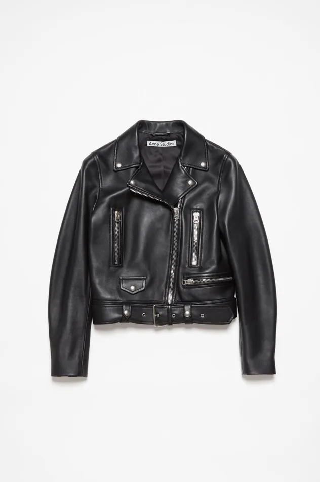 Acne Studios Leather Biker Jacket Black Women Outerwear