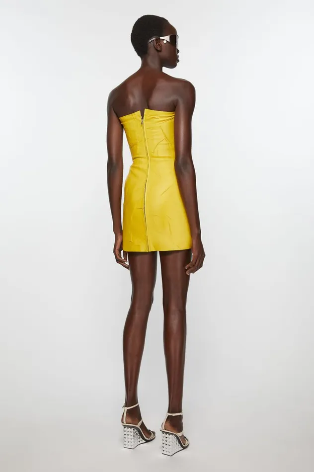 Acne Studios Leather Bustier Dress Yellow Women Dresses