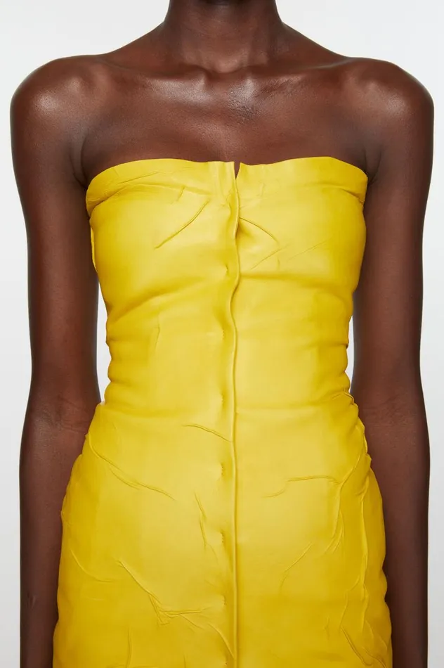 Acne Studios Leather Bustier Dress Yellow Women Dresses
