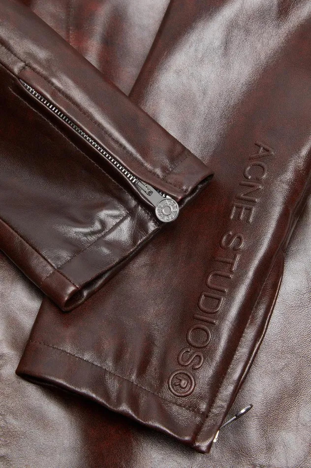 Acne Studios Leather Coat Brown Men Outerwear